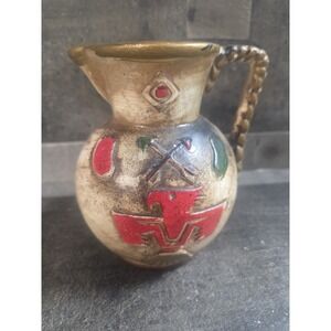 Kenmar Vtg Native American South Western Pottery With Thunderbird Symbol 5"H